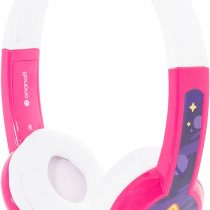 BuddyPhones Explore Non Foldable, Kids Volume Limiting Headphones, Built-In Audio Sharing Cable and In-Line Mic, Compatible with Fire, iPad, iPhone, and Android Devices- Pink