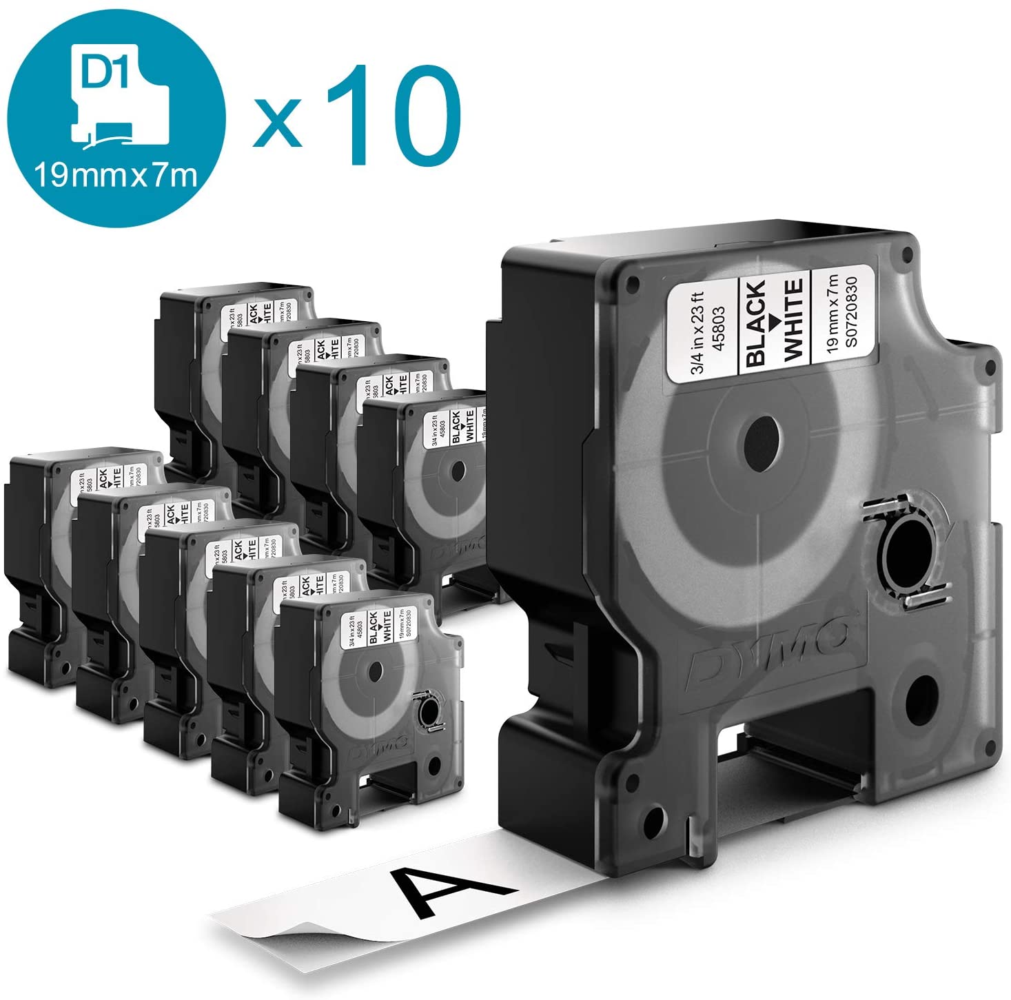 DYMO Authentic D1 Labels, Black/white, 10 Count