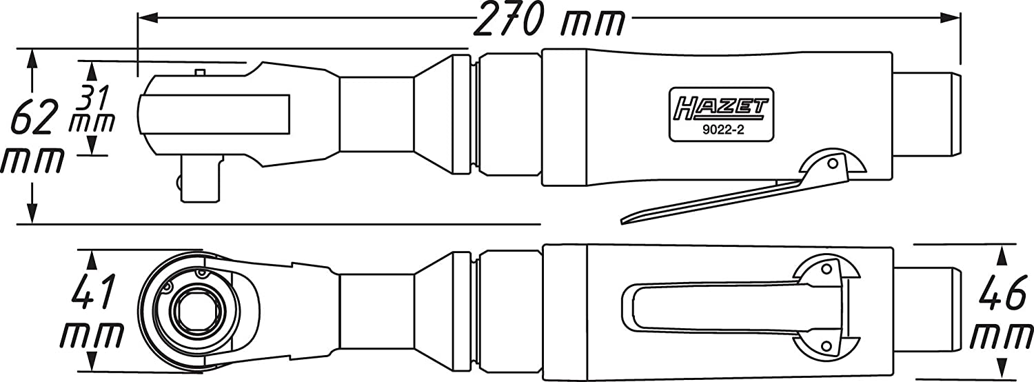 HAZET 9022-2 230 mm Air Ratchet - Multi-Colour, size 7.75 - Image 3