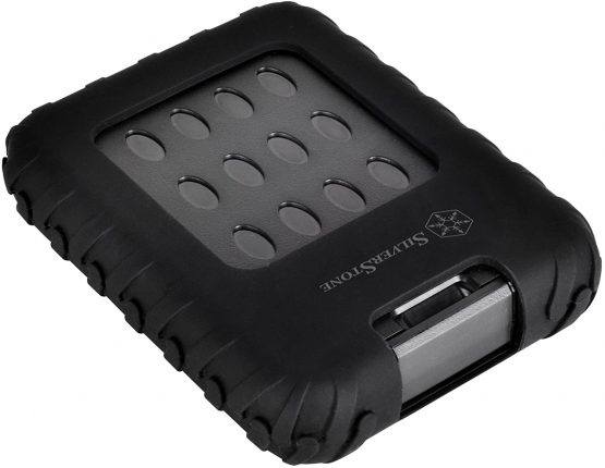 SilverStone SST-MMS01 - External USB 3.0 Hard Disk Drive Enclosure Case for 7mm or 9.5mm 2.5 Inch HDD or SSD, Military-Grade IP65 Water Resistant and Dust Proof, black