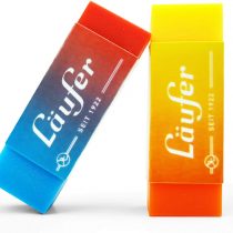 Läufer 69825 Plast Color Eraser Two-Tone Eraser Reliably Erases Pencils and Coloured Pencils Blister Card Contains 2 Erasers for School, Home and Office Two-Tone Orange/Yellow and Red/Blue
