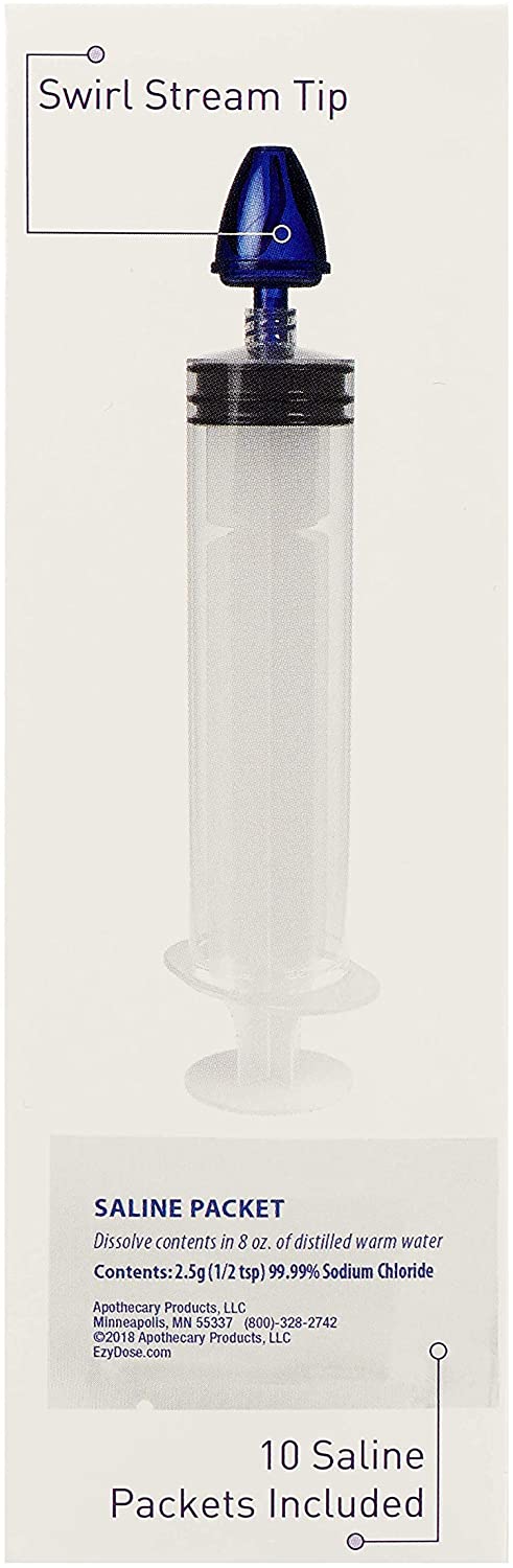Ezy Dose 400813A Neti Rinse Nasal and Sinus Rinse Kit- Swirl Stream Tip, with 10 Pack of Saline, Clear, 10 Count (Pack of 1) - Image 3