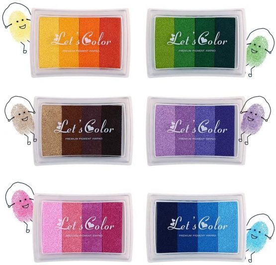 Ink Pad Stamps, DazSpirit 6Pcs 24 Color Fingerprint Ink Pad Stamps Fingerprint Drawing DIY Color Washable for Kid Imagination Rubber Stamp Scrapbooking Card Making Art Craft - Image 3