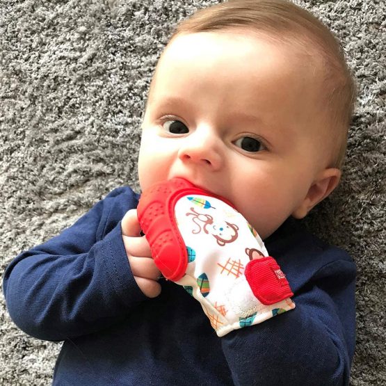 Nuby Teething Mitt, Red - Image 2