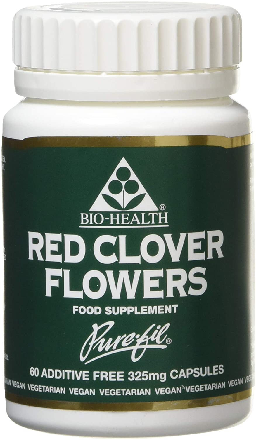 Bio-health Red Clover Flowers 325mg Pure Herbal Food Supplement for Menopausal Symptoms Relief Bone and Cardiovascular Health Support