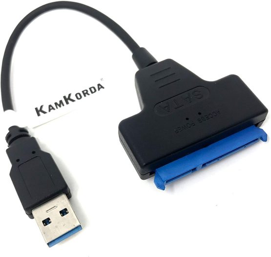 KamKorda USB 3.0 to SATA Cable - SATA Adapter Lead for 2.5" SSD External Drive- HDD Hard Drive Connector to USB - SATA to USB 3.0 External Converter for Laptops, PCs - Black