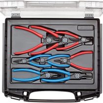 GEDORE Circlip pliers set, 8-pc., Tool set for inner and outer circlips, Straight and 90° angled, 1101-001