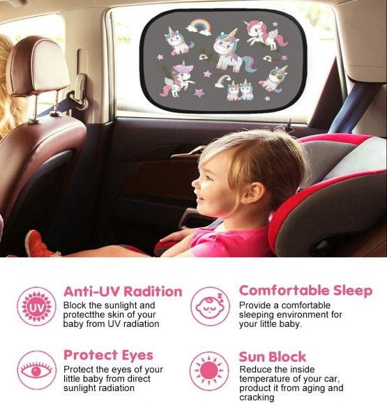 UEOTO Car Sun Shade 2 Pack - Car Window Shades for Kids Baby Pet UV Rays/Sunlight Protection, Car Sunshades Shield Visor for Children with PVC Adsorption Electrostatic for Car Side Windscreen Window - Image 4