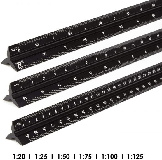 WINTEX Triangular Scale Ruler 30 cm - plastic metric ruling system, aluminum - ideal for architects, engineers, school, home and office - 30cm reduction scale tri rule - Image 2