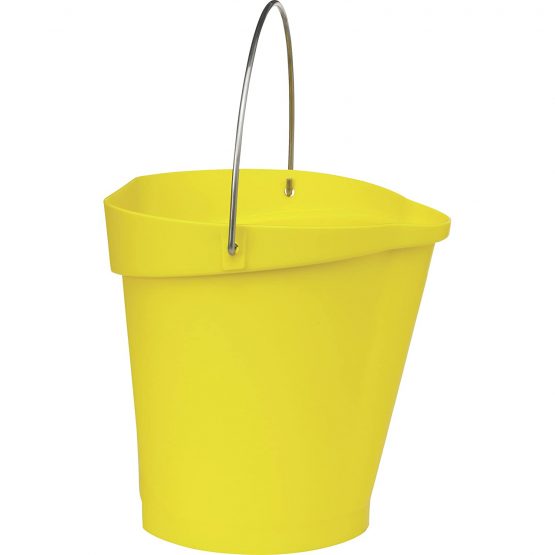 Vikan 56866 Durable Polypropylene Hygiene Bucket/Pail, Stainless Steel Handle, 12 Litre, Yellow - Image 2