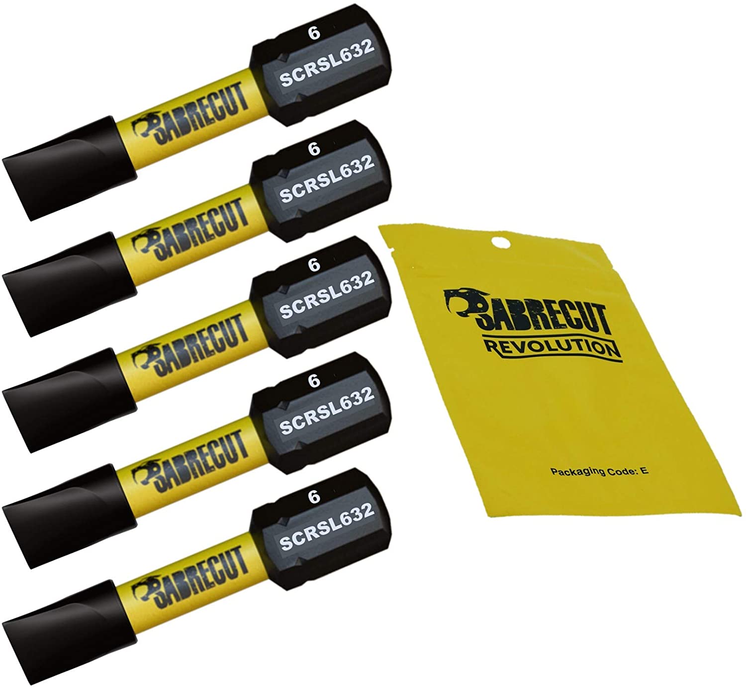 5 x SabreCut SCRSL632_5 32mm SL6 Slotted Magnetic Impact Screwdriver Driver Bits Set Single Ended Heavy Duty