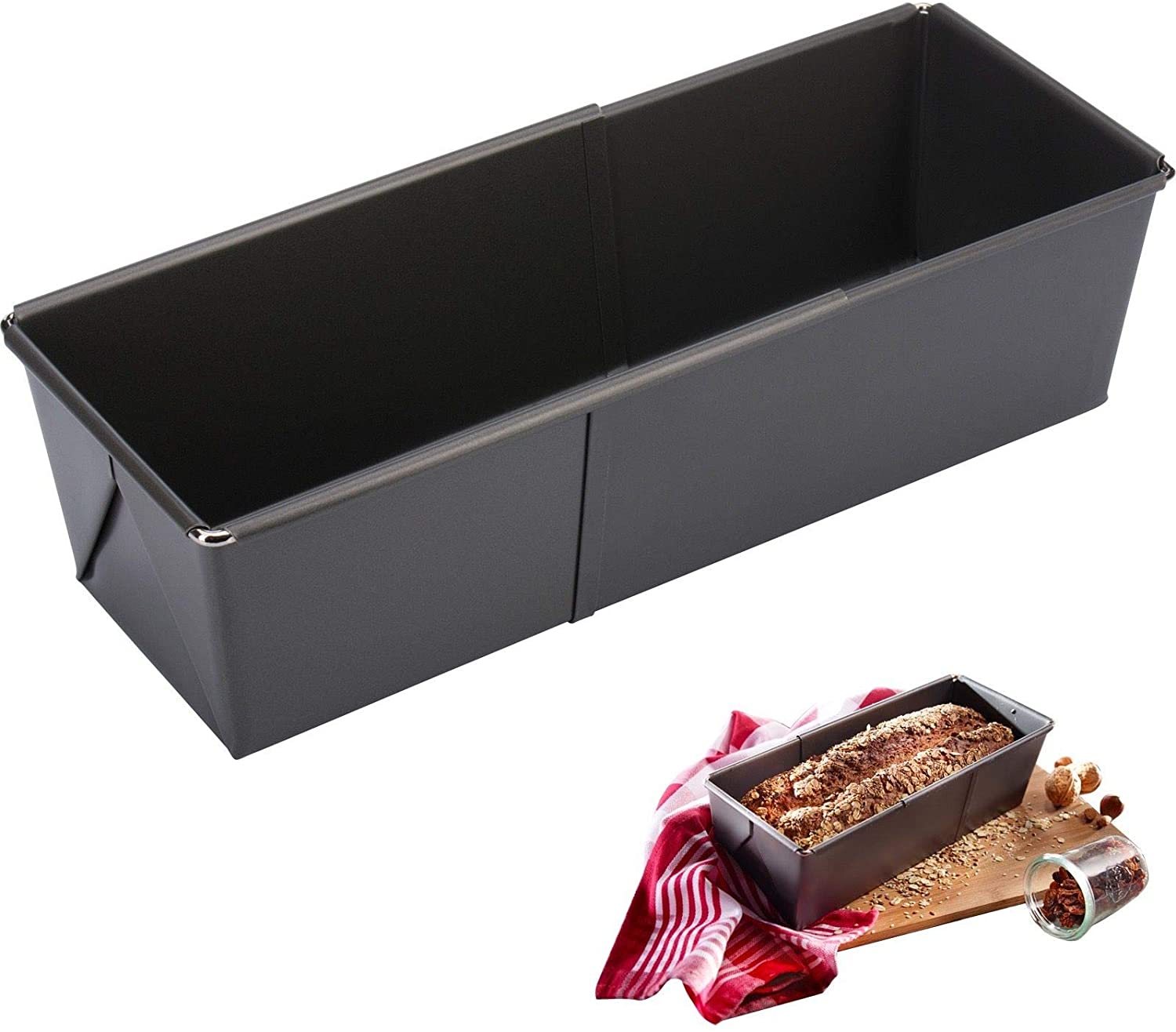 Westmark Bread Baking Tin, Extendable, Cold-Formed Steel, Back Meister, Anthracite, 32932270, Dark Grey, 35 x 12 x 9 cm