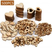 TSKDKIT 500 Pcs Wooden Hearts for Crafting, Small Wooden Heart Confetti Wedding Wooden Heart Embellishments Craft Wood Heart Shapes Heart Pieces Slice for Decorations