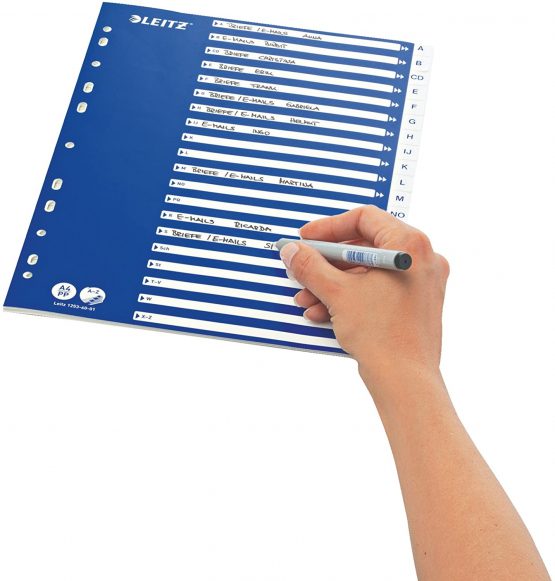 Leitz A4 A-Z Index, Heavy Duty Plastic and Cardboard, Blue/White - Image 2