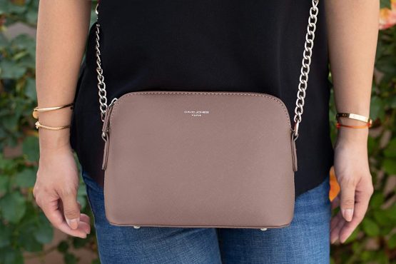 David Jones - Women's Small Crossbody Bag - Chain Shoulder Bag - Saffiano PU Faux Leather Rigid Messenger Bag - Evening Party City Clutch - Ladies Zip Handbag - Fashion Elegant Simple - Image 3