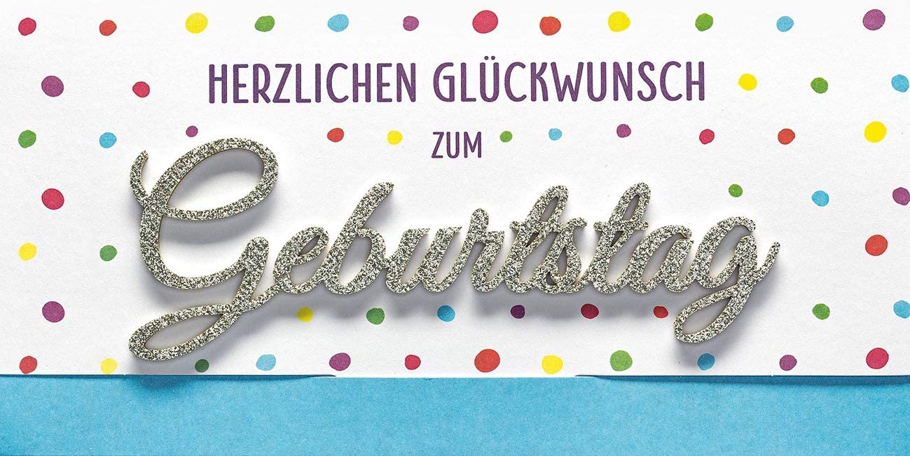Birthday Card Lettering Surprise - Congratulations, Small Dots - 11 x 22 cm, White, 11cm x 22cm