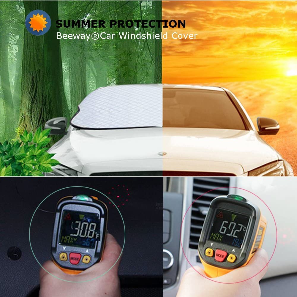 BEEWAY Car Windshield Cover, Heavy Duty Ultra Thick Protective Windscreen Cover, Snow Ice Frost Sun UV Dust Water Resistent - Image 3