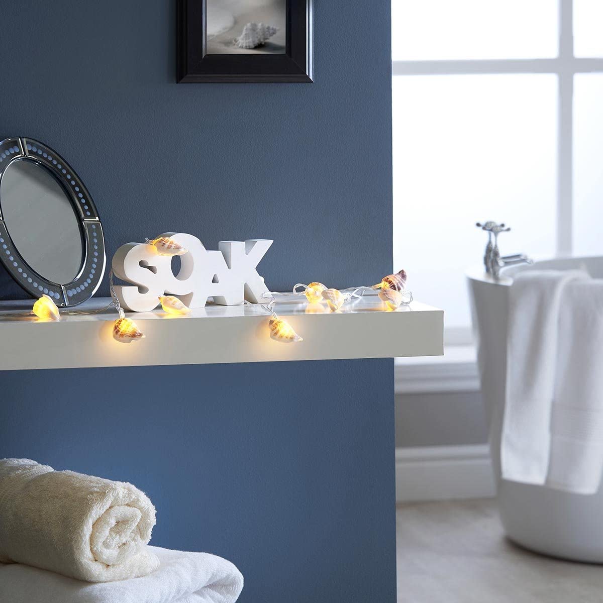 Festive Lights, 1.5m Battery Powered Real Sea Shell Fairy Lights, 10 Warm White LEDs on Discreet Clear Cable - Image 4