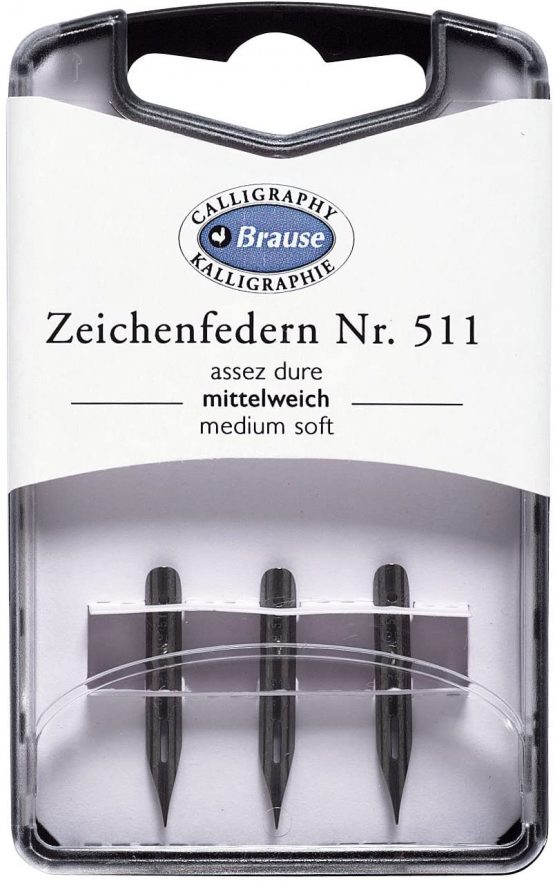 Brause 300511B - Pack of 3 Semi-Flexible Metal Nibs For Writing and Drawing