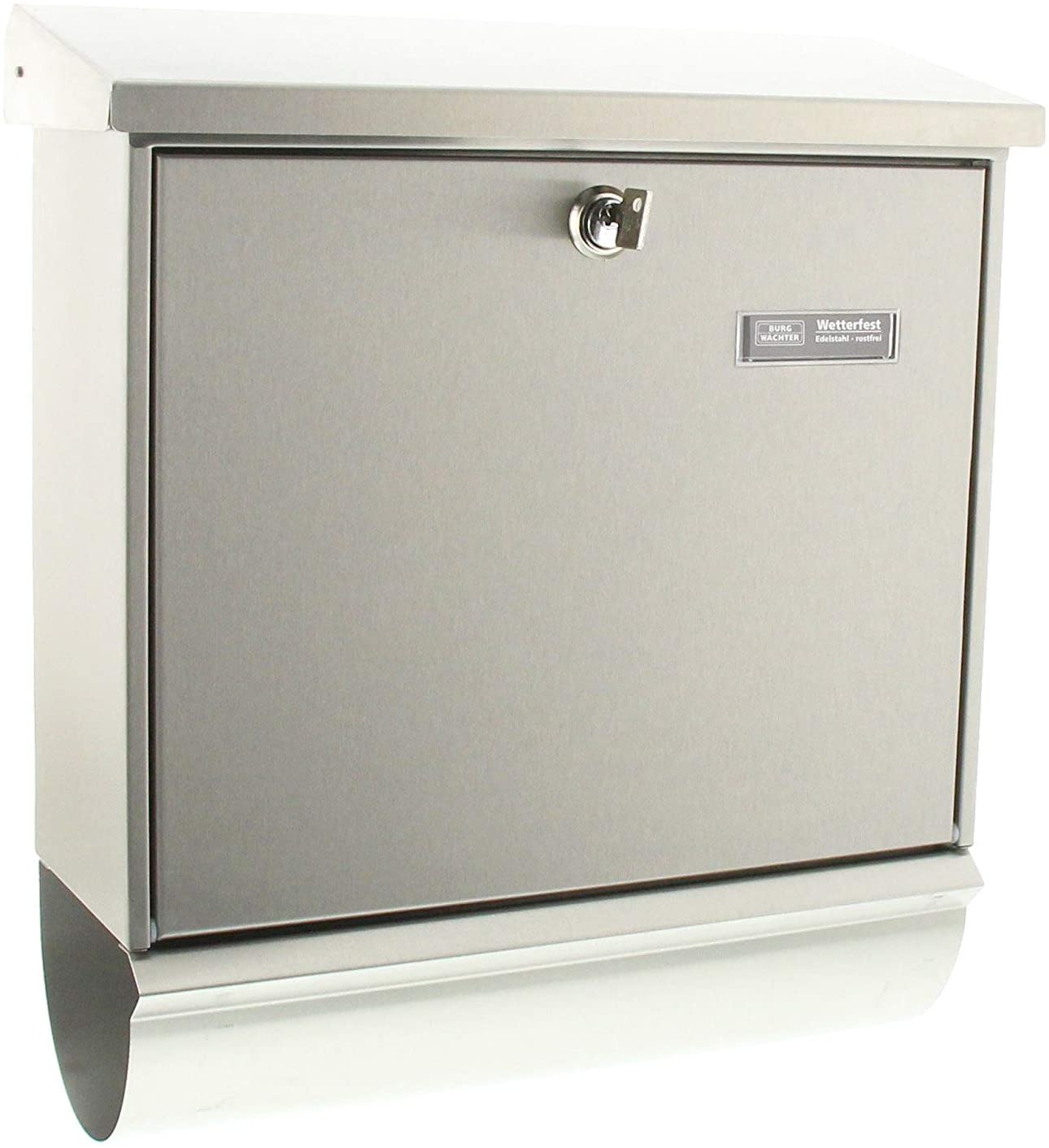 BURG-WÄCHTER Letterbox Set including Integrated Newspaper Compartment, A4 Throw-in Format, Stainless Steel, Comfort-Set 39130 Ni