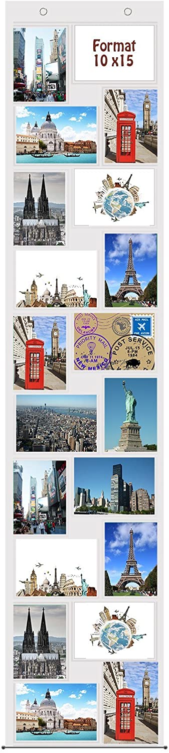 trendfinding photo curtain 10x15cm portrait and landscape for 20 photos transparent with metal eyelets for hanging pretty metal rod and 2 decorative balls at the bottom