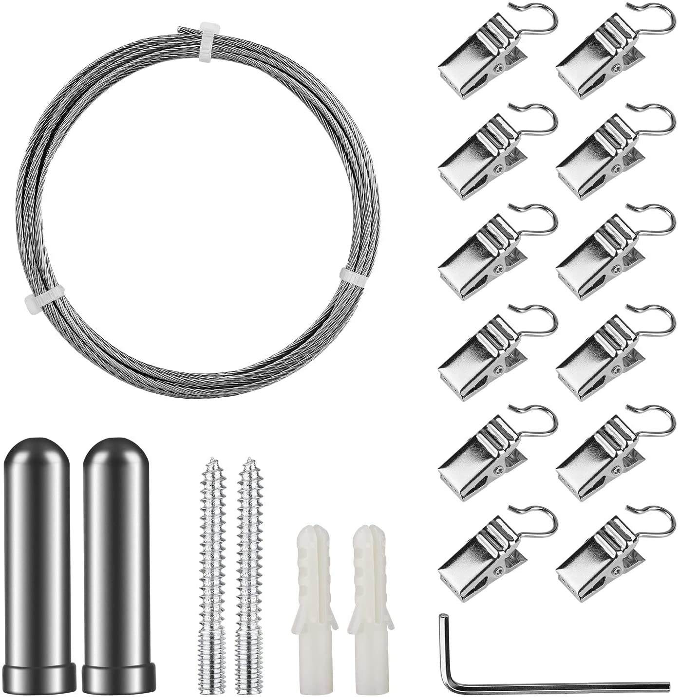 Drape Wire OOTSR Curtain Drape Wire Rod Set with 12 Clips, Stainless Steel Picture ...