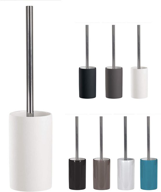 KW "Pure Rubberised Porcelain Toilet Brush and Holder (White)