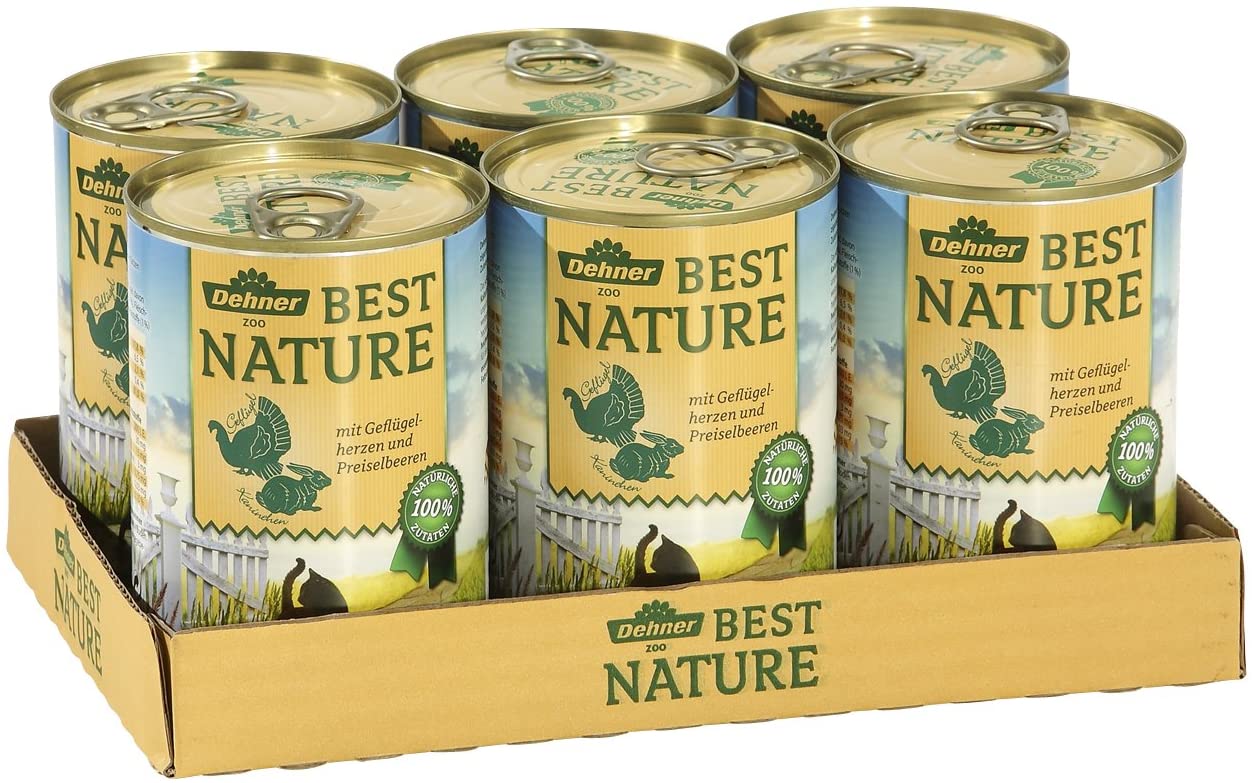 Dehner Best Nature Adult, Poultry Hearts and Rabbits, 6 x 400 g (2.4 kg), 2.4 kg (Pack of 1) - Image 3