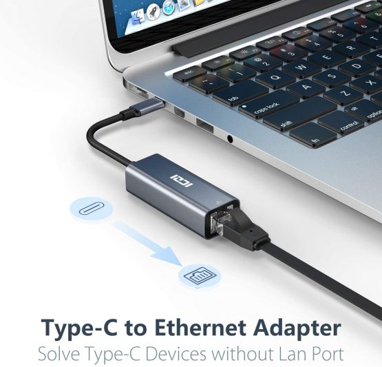 ICZI USB C to Ethernet Adapter, USBC 3.1 Type C (Thunderbolt 3) to RJ45 Gigabit Ethernet LAN Network Aluminum Adaptor for MacBook Pro, iPad Pro, XPS 13, Chromebook, Surface Book 2, Samsung Tabs - Image 2
