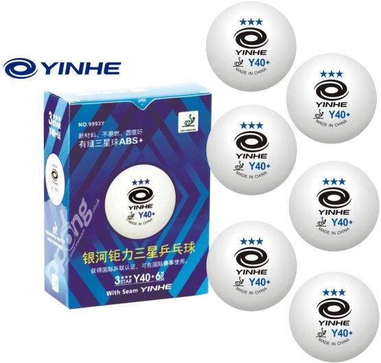 YINHE Table Tennis Balls Y40+ 3 Star ABS Professional - Pack of 6 - White - ITTF Approved Competition approved Ping Pong Balls