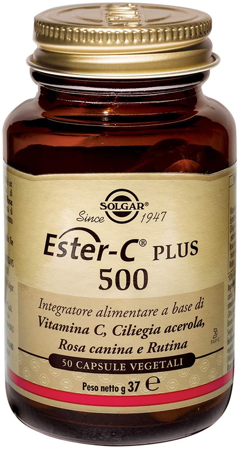 Solgar Ester-C Plus 500 mg Vitamin C Vegetable Capsules, Pack of 50, Immune System Support, Ideal for Sensitive Stomachs