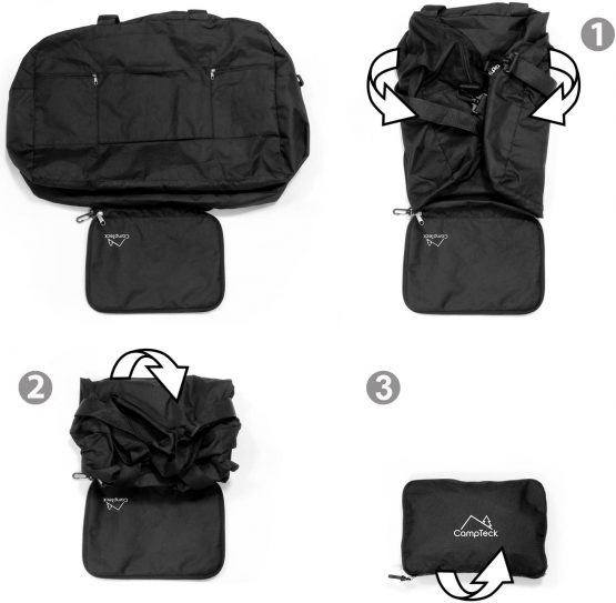 CampTeck 38.5L Folding Travel Duffle Bag Lightweight Foldable Bag for Luggage, Gym, Camping, Sport, Shopping – Black - Image 4