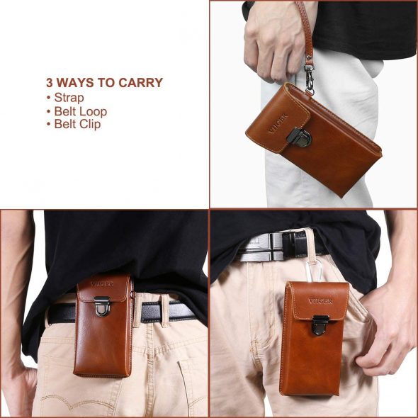 VIIGER Belt Clip Holster Genuine Leather Phone Holster Belt Pouch ...