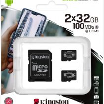 Kingston Canvas Select Plus microSD Card SDCS2/32 GB-2P1A Class 10 (2 x cards, SD Adapter Included)