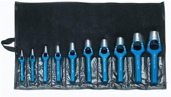 GEDORE Arc Punch Set, 8-Piece Set, Ø 3-25 mm, Rubber Leather gaskets Fabric, Round, Punch, 57304