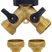 2 Way Brass Tap,Garden Hose Splitter, Y Valve, Two Way Brass Tap Manifold Brass Garden Hose with 2 x3/4 Inch brass water tap connection
