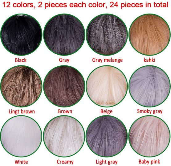 SIQUK 24 Pieces Faux Fur Pom Pom Balls DIY Faux Fox Fur Fluffy Pom Pom with Elastic Loop for Hats Keychains Scarves Gloves Bags Accessories(12 Colours, 2 Pcs for Each Colour) - Image 2