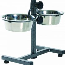 Trixie support for dog bowls, 2 x 0.75 L (Diameter 15 cm), Up to 27 cm height adjustable, Black