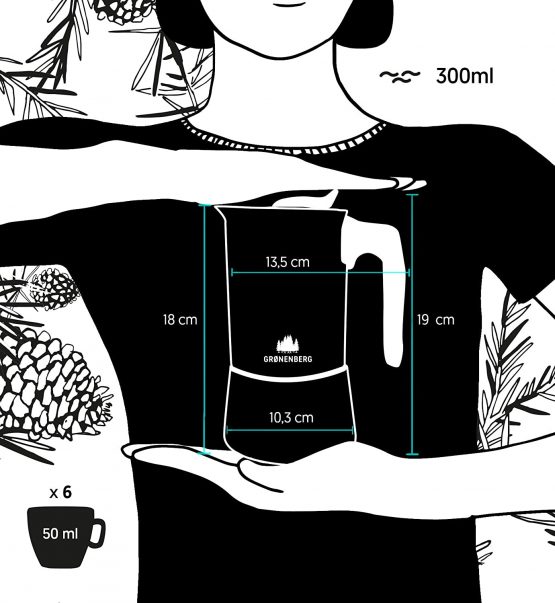 Groenenberg Espresso Maker | Moka Pot Induction | 4-6 Cup stovetop Coffee Maker (200-300 ml) | Stainless Steel Italian Coffee Maker incl. Extra sealings & Manual (6 Cup, 300 ml) - Image 3