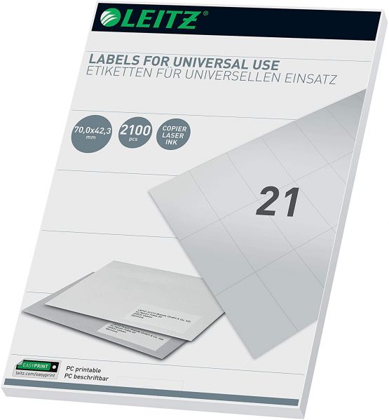 Leitz 61780001 Universal PC Labels 70 x 42.3 mm White