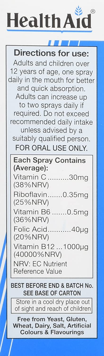 HealthAid Vitamin B12 1000g Spray, Orange, 20 Millilitre, White, 20 ml (Pack of 1) - Image 3