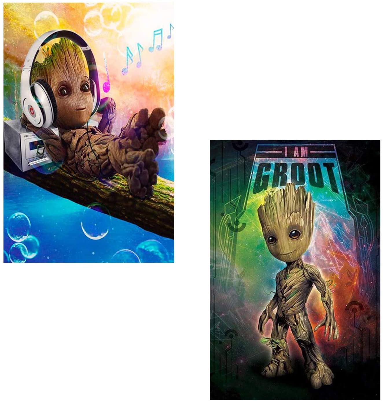 2 Pack DIY Groot Diamond 5D Art Painting Art Full Drill Kits,Groot