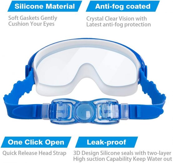 COOLOO 2-PACK Kids Swimming Goggles, Kids Swim Goggles Junior Children Girls Boys Early Teens Age 3-15, with Anti-Fog, Waterproof, Protection Lenses, Crystal Clear Wide Vision - Image 3