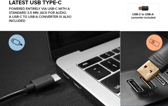 Creative Pebble V2 - Minimalistic 2.0 USB-C Powered Desktop Speakers, 3.5 mm AUX-in, Up to 8W RMS Power for Computers and Laptops, Type-A Adapter Included and Extended Cable (Black) - Image 2