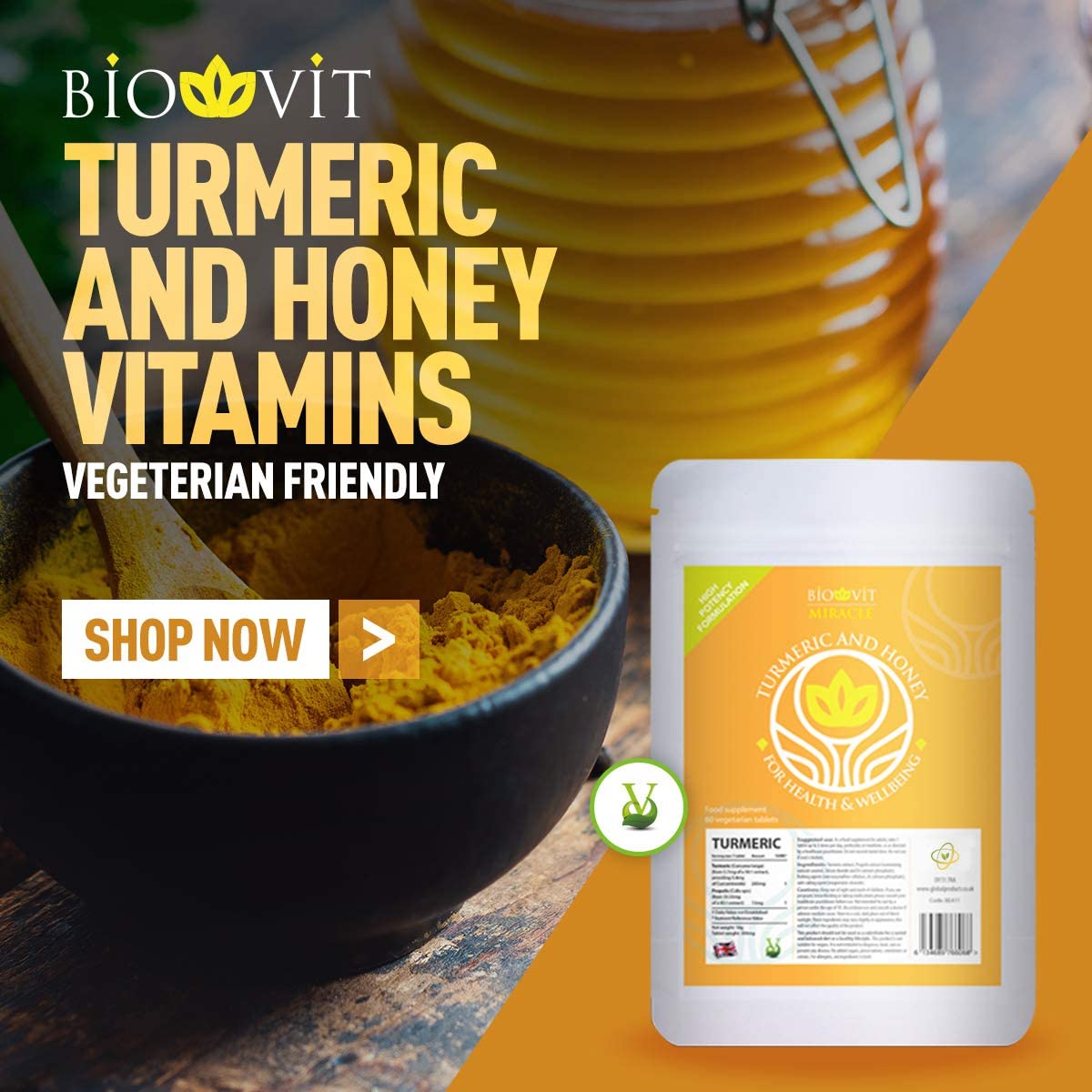 VYTALIVING Biovit Turmeric & Honey 2500mg - Joint Care Supplements - Turmeric Supplements - Immunity Booster - Joint Relief - Image 3