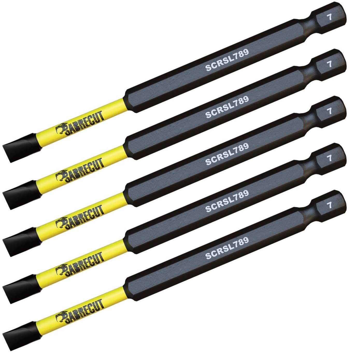 5 x SabreCut SCRSL789_5 89mm SL7 Slotted Magnetic Impact Screwdriver Driver Bits Set Single Ended Heavy Duty - Image 2