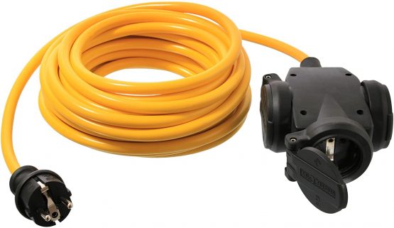 AS – Schwabe 61454 Triple Solid Rubber Power Distribution Strip – 3 m K35 AT-N07 V3V3-F 3G1.5, IP44 Outdoor Use