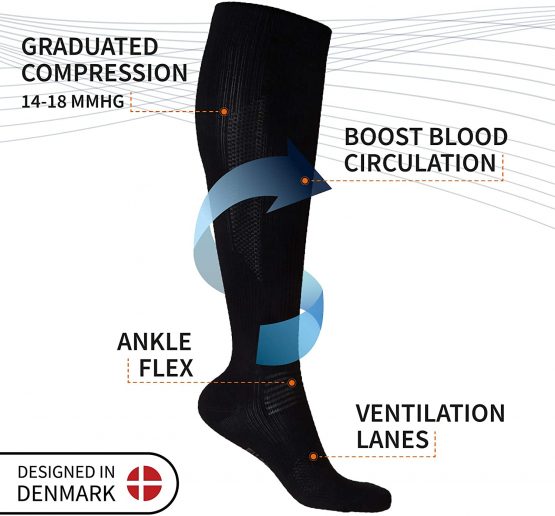 Graduated Compression Socks in Organic Cotton 3 Pack, for Men & Women, Stockings (Black, EU 35-38 // UK 3-5) - Image 3