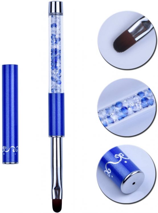 1Pc Oval UV Gel Nail Brush Rhinestone Handle Professional Nail Art Tools Size 8 - Image 4