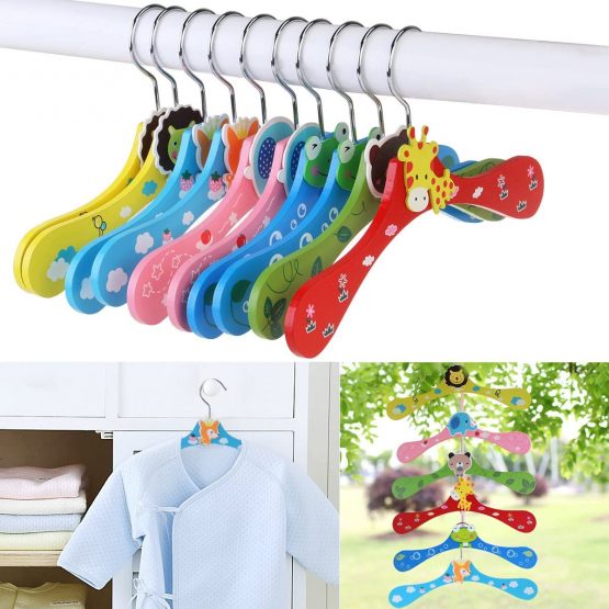 NUOLUX Baby Kids Cartoon Wooden Coat Clothes Pants Hook Hanger Rack Stands 10pcs(Random Pattern) - Image 3